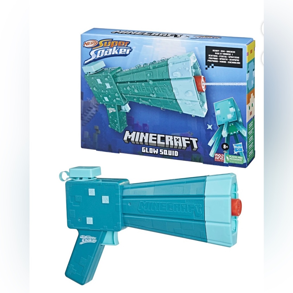 Nerf Super Soaker Minecraft Glow Squid Kids Toy Outdoor Water Blaster (Set Of 2)
